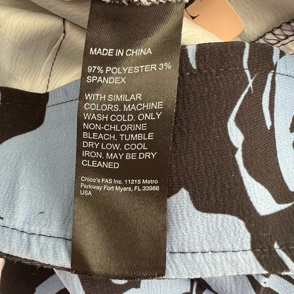 Chico's Black Label Blue Rose Floral Pants Statement Chic Art Print Sz 16 NWT - Picture 3 of 10